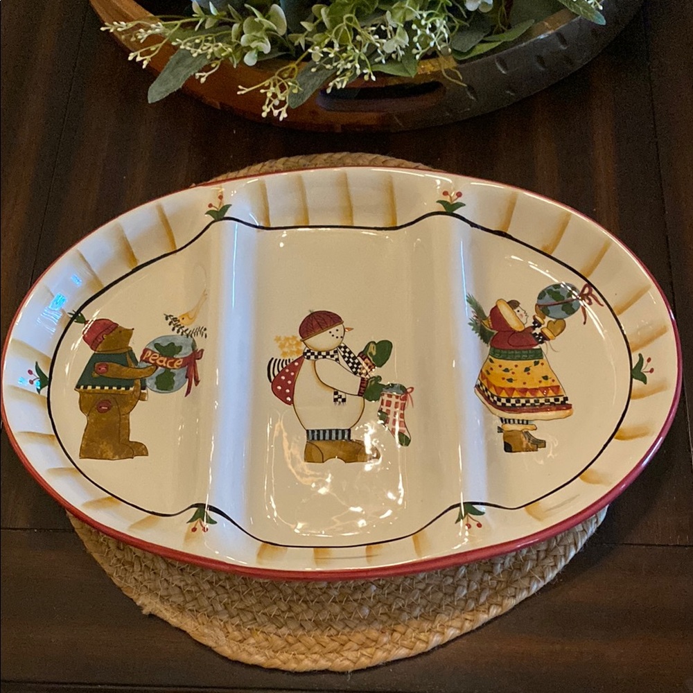 HTF Debbie Mumm by Sakura divided holiday serving platter
